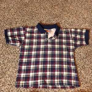 Mc Kids Plaid Polo Shirt Short Sleeve Collared Top Casual Kids Size 7
